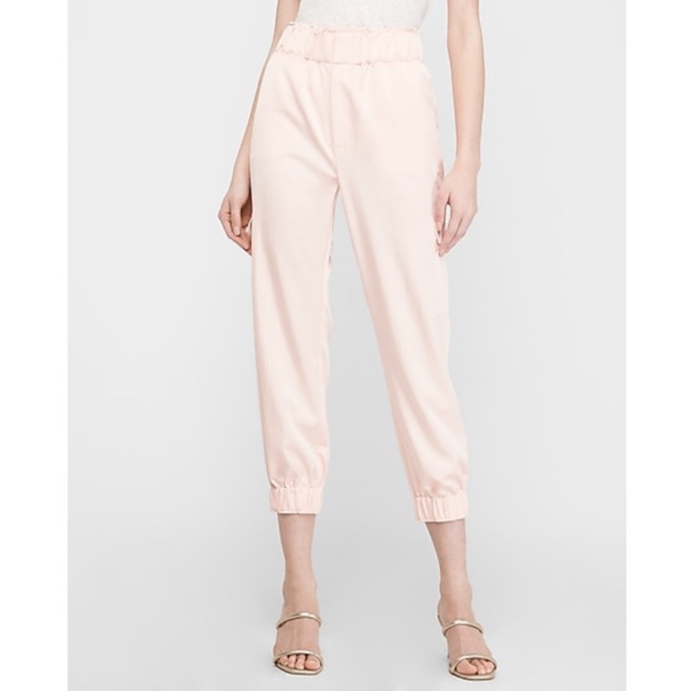 EXPRESS High Waisted Satin Cargo Jogger Pant